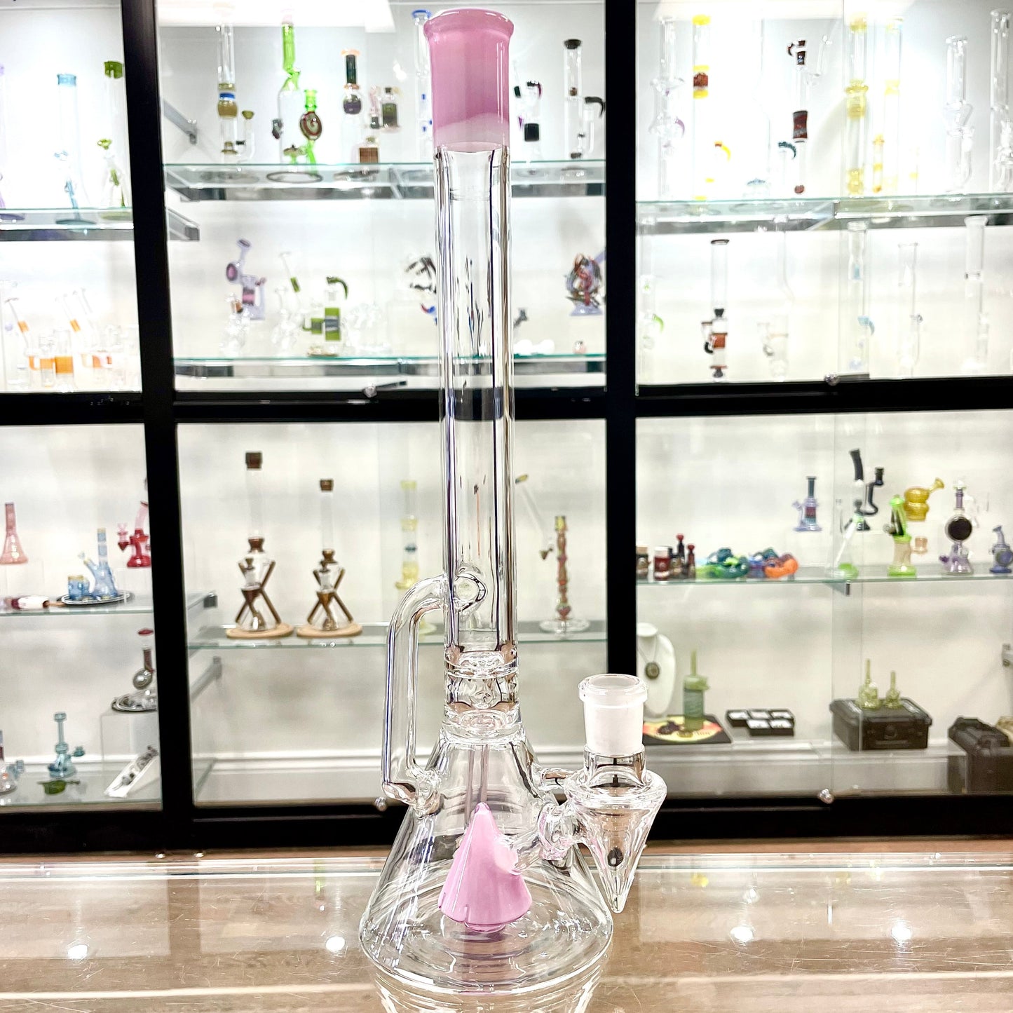 Discobox Colour Accented Fixed Single Recycler Beaker - Royal Jelly / Lotus White