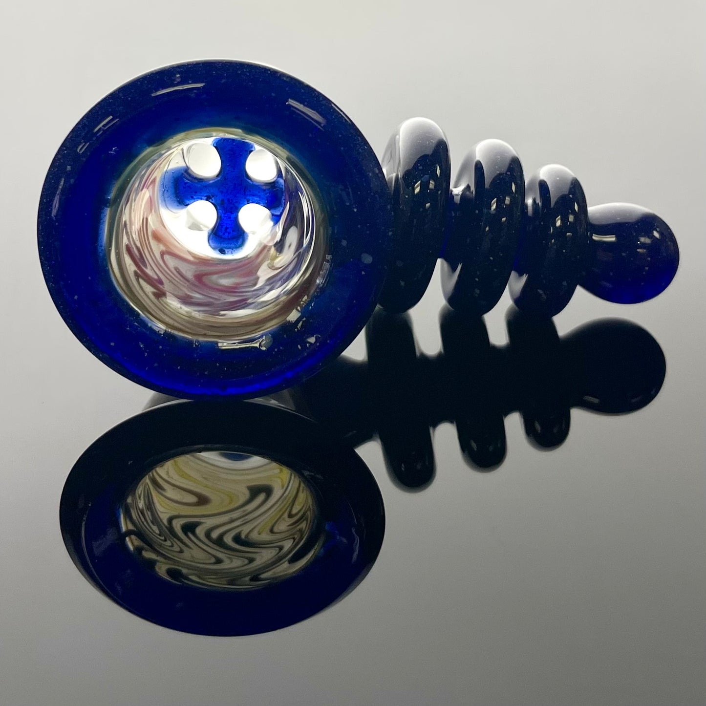 Red Heady Custom Vac Stack 18mm 4 Hole Ray Gun Bowl - Blue Blizzard & UV - #7