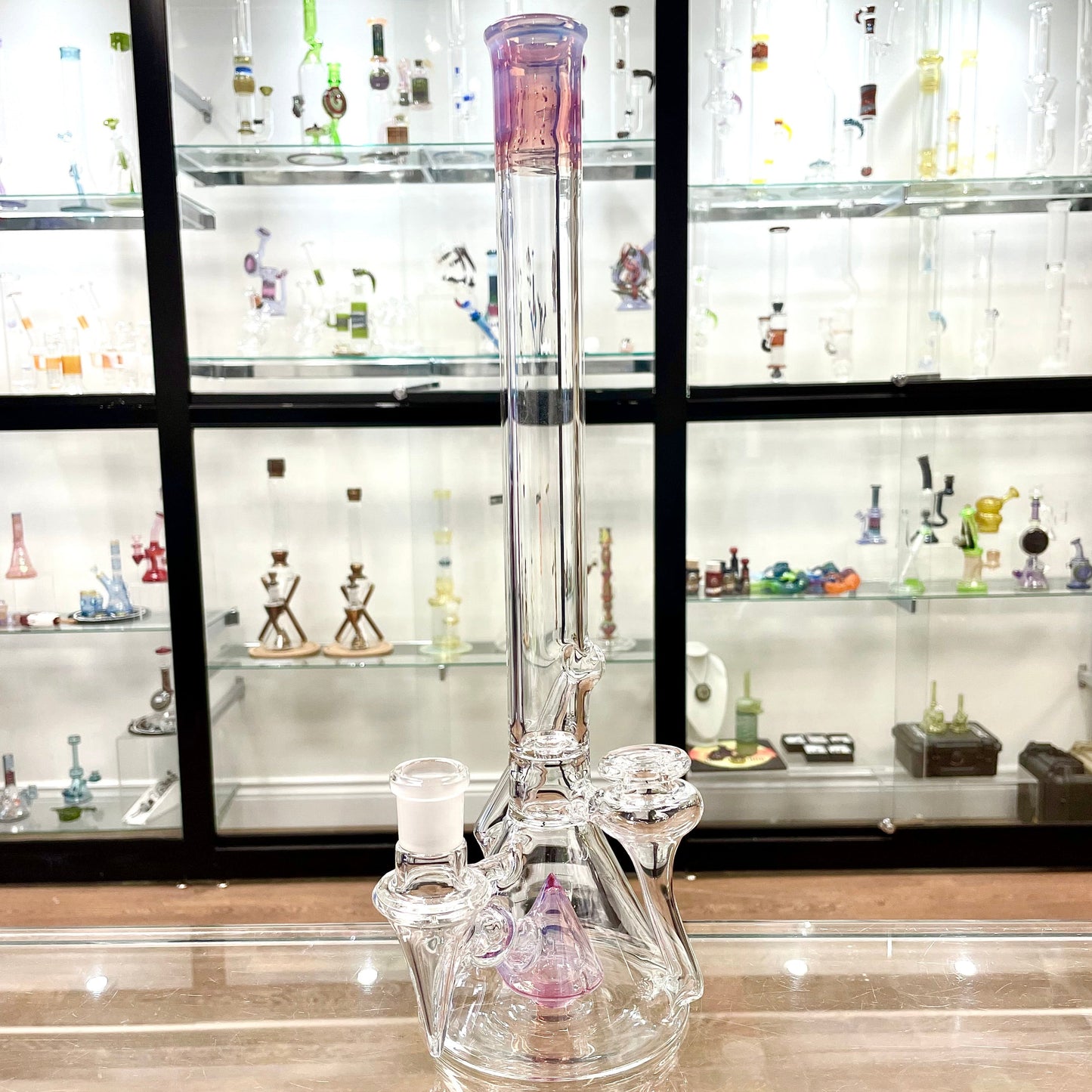 Discobox Colour Accented Fixed Double Recycler Beaker - Ruby Slippers / Neo Opal