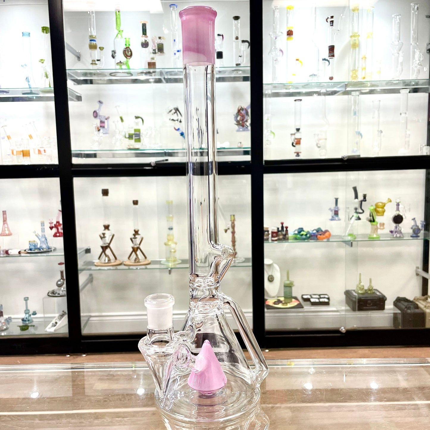 Discobox Colour Accented Fixed Single Recycler Beaker - Royal Jelly / Lotus White