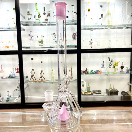 Discobox Colour Accented Fixed Single Recycler Beaker - Royal Jelly / Lotus White