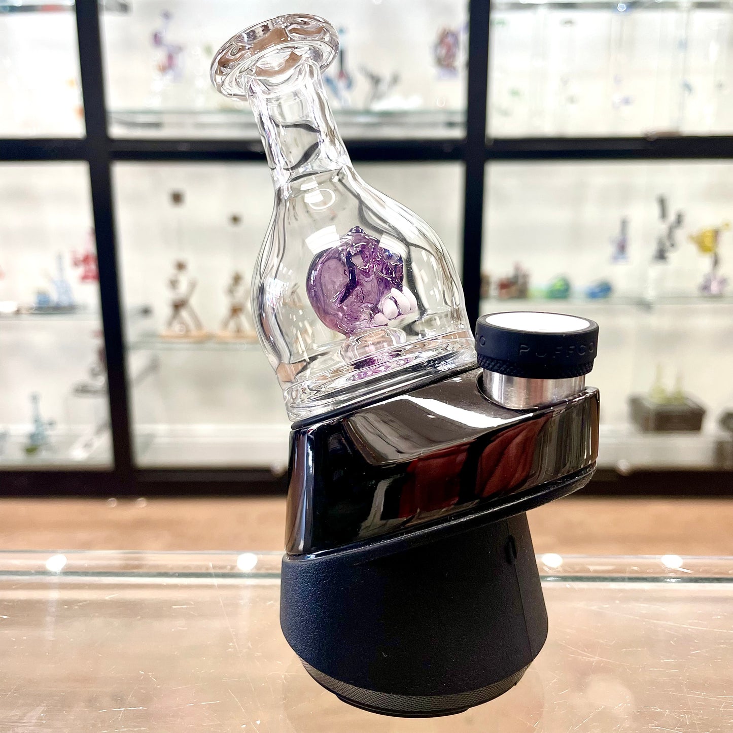 Mastah x Errlectric Dave Puffco Peak Dry Top w/ Skull - Gold Purple - 4"