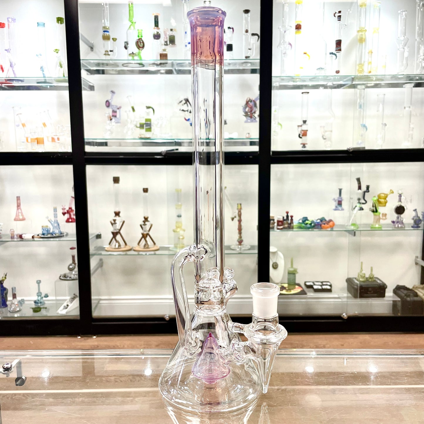 Discobox Colour Accented Fixed Double Recycler Beaker - Ruby Slippers / Neo Opal