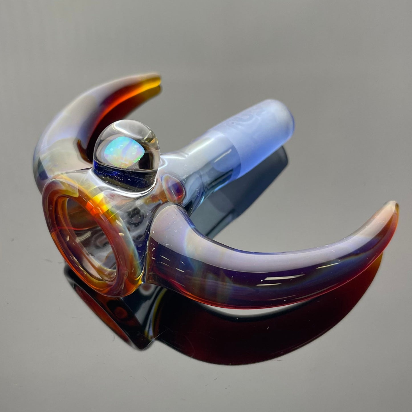 T-Rex 14mm 4 Hole Double Horn in Amber Purple w/ Handmade Raindrop Joint