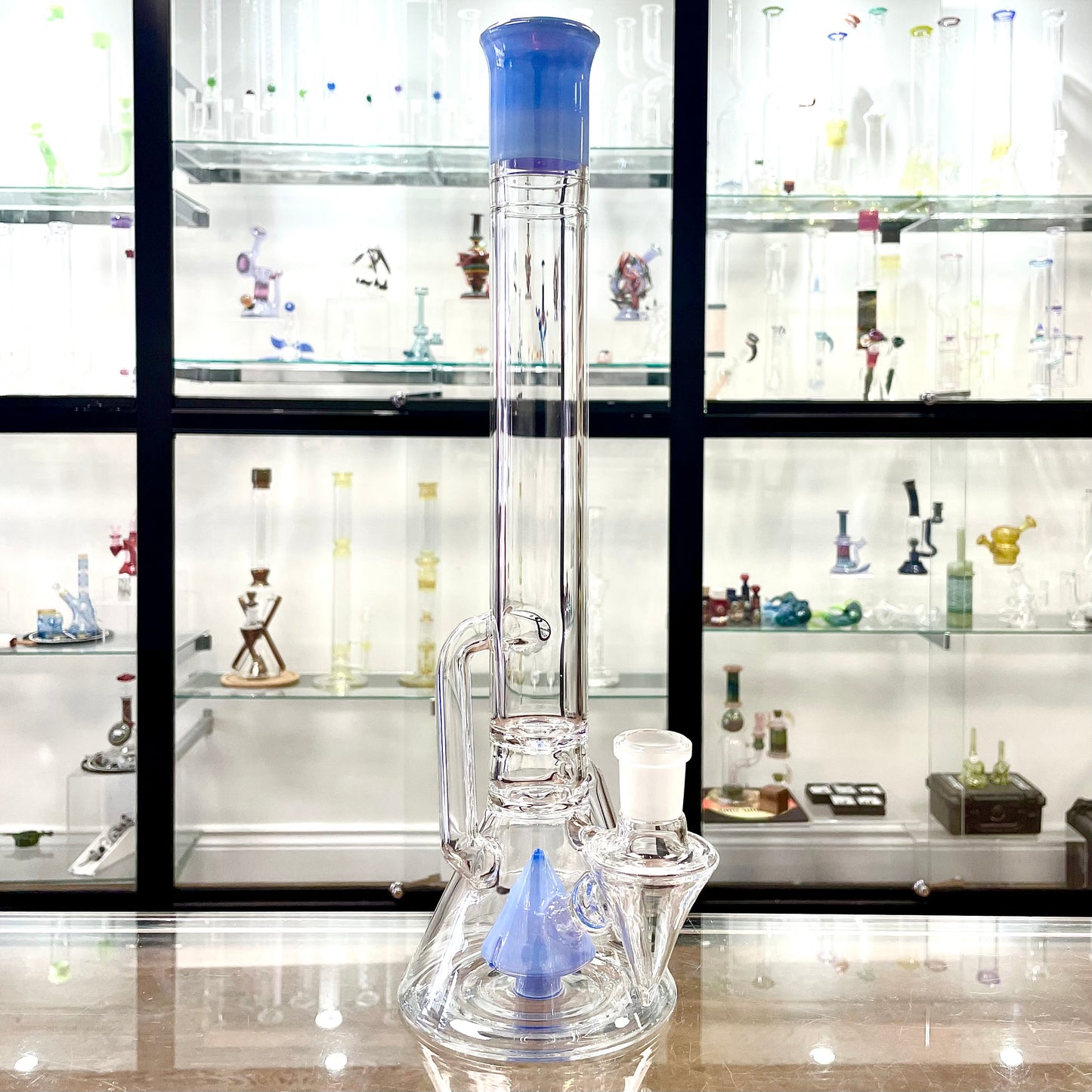 Discobox Large Colour Accented Fixed Single Recycler Beaker - Opal Skyline