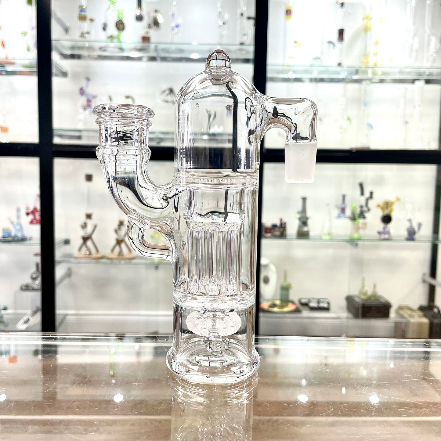 Blazed Pillar Ash Catcher 18mm 90 - Clear w/ Opal