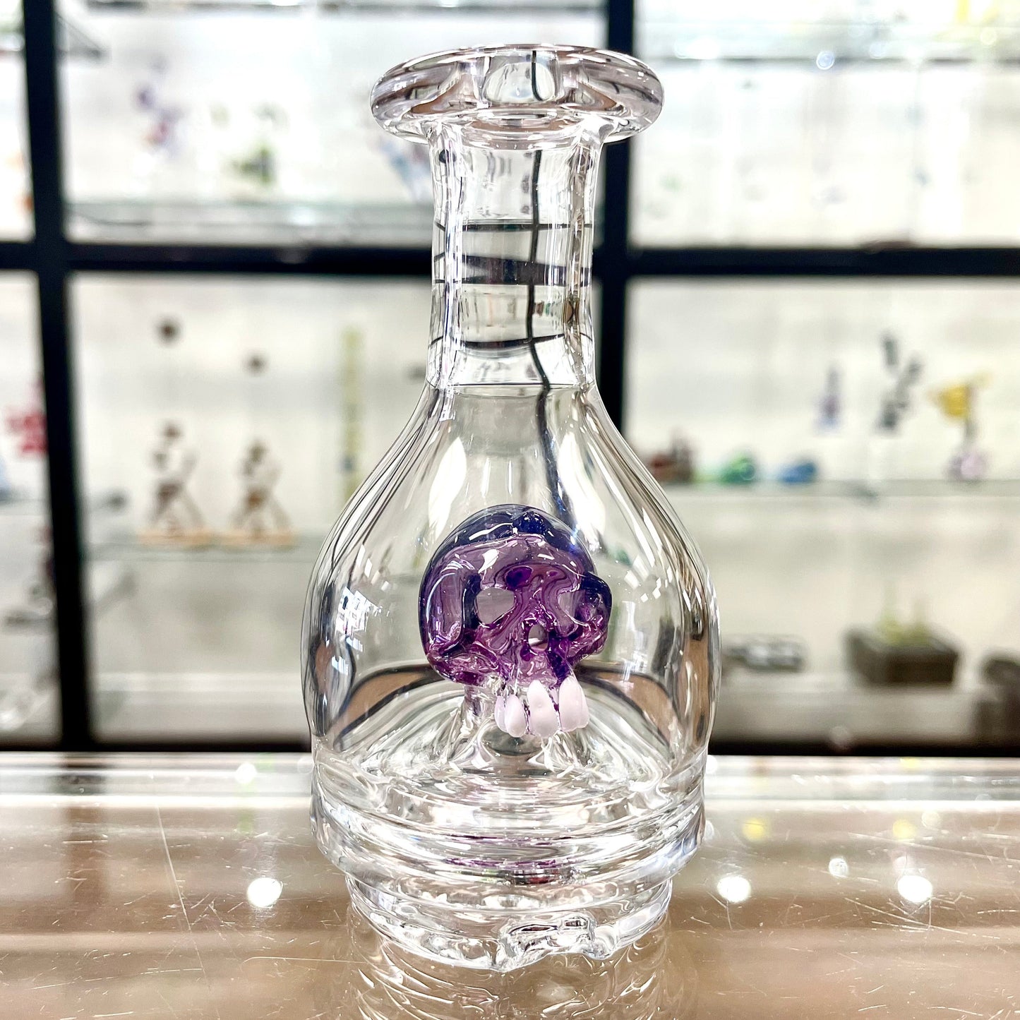 Mastah x Errlectric Dave Puffco Peak Dry Top w/ Skull - Gold Purple - 4"