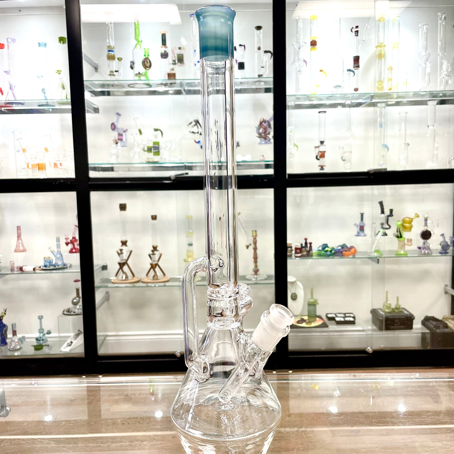 Discobox Colour Accented Removable Double Recycler Beaker - Green Stardust & Blue Cheese