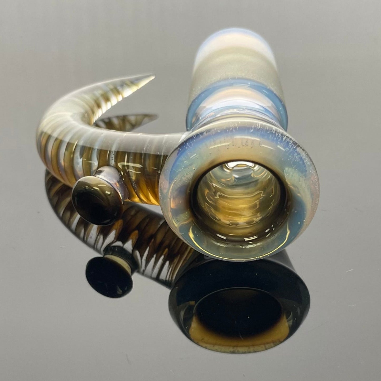 Jamms Fully Worked 18mm 4 Hole Bowl w/ Cane Handle - D - Electrum & Ghost Encalmo