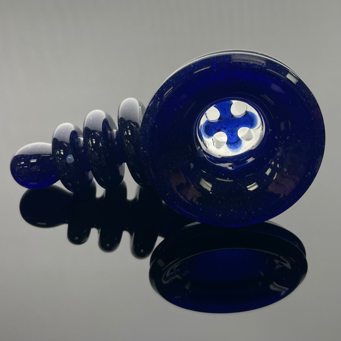 Red Heady Fully Accented 18mm 4 Hole Ray Gun Bowl - Blue Blizzard - #3