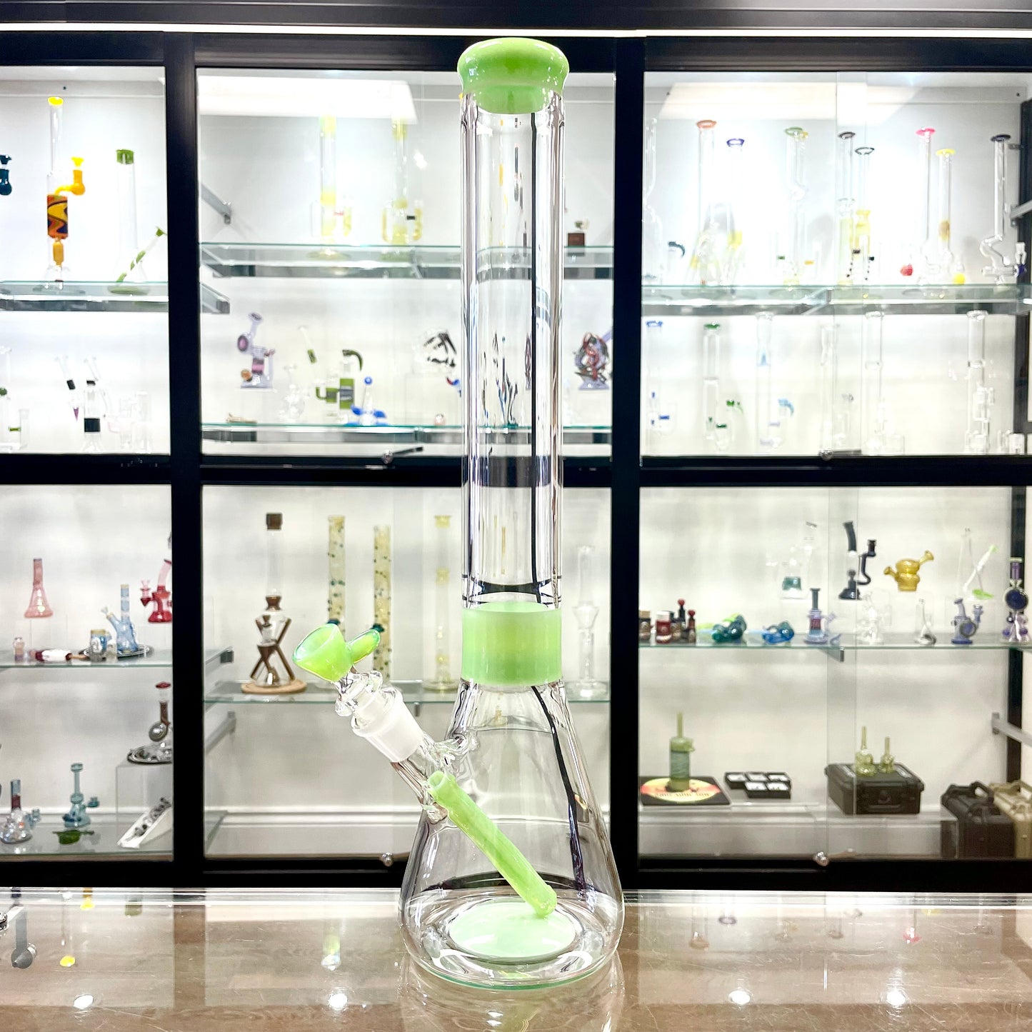 Gore Glass 50mm Fully Accented Beaker - Milky Green