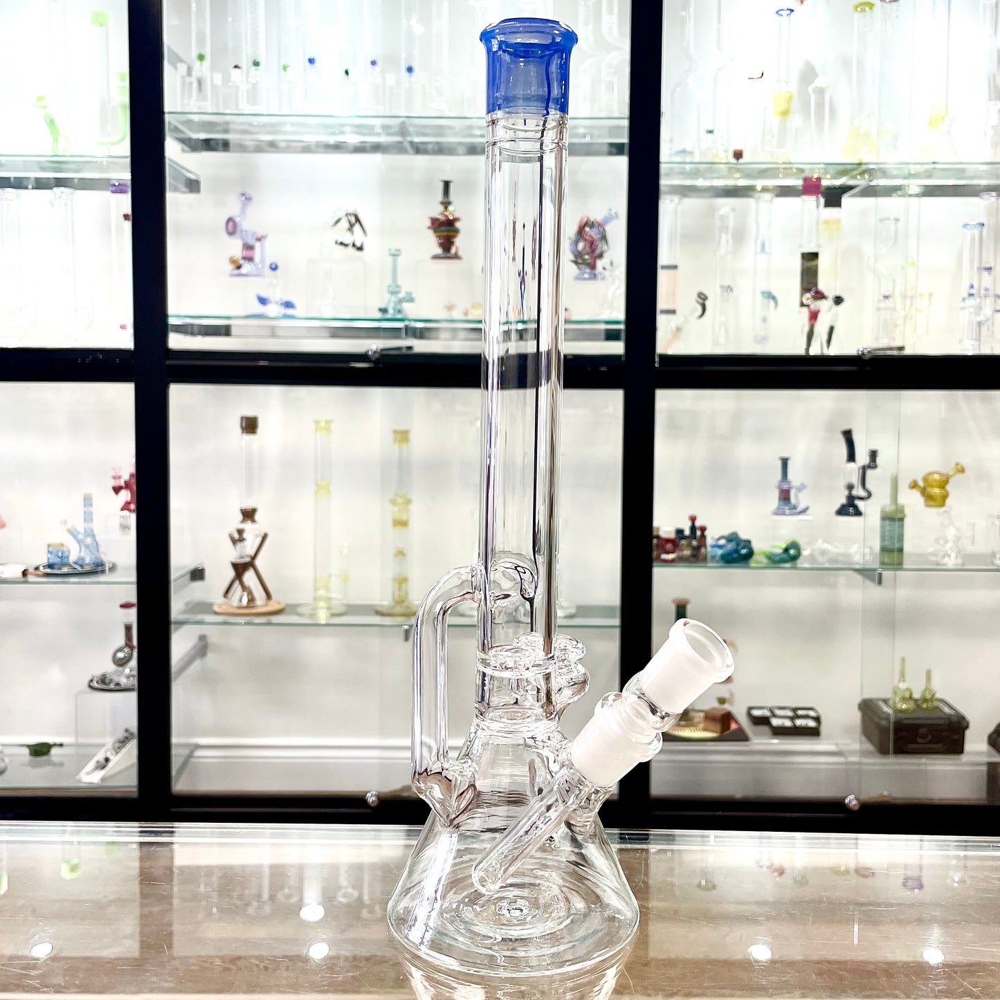 Discobox Colour Accented Removable Double Recycler Beaker - Cobalt Over Ghost