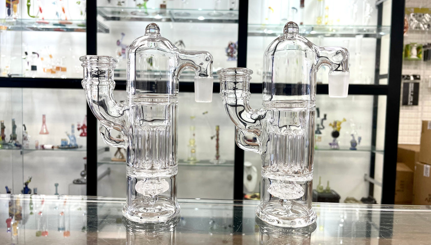 Blazed Pillar Ash Catcher 18mm 90 - Clear w/ Opal