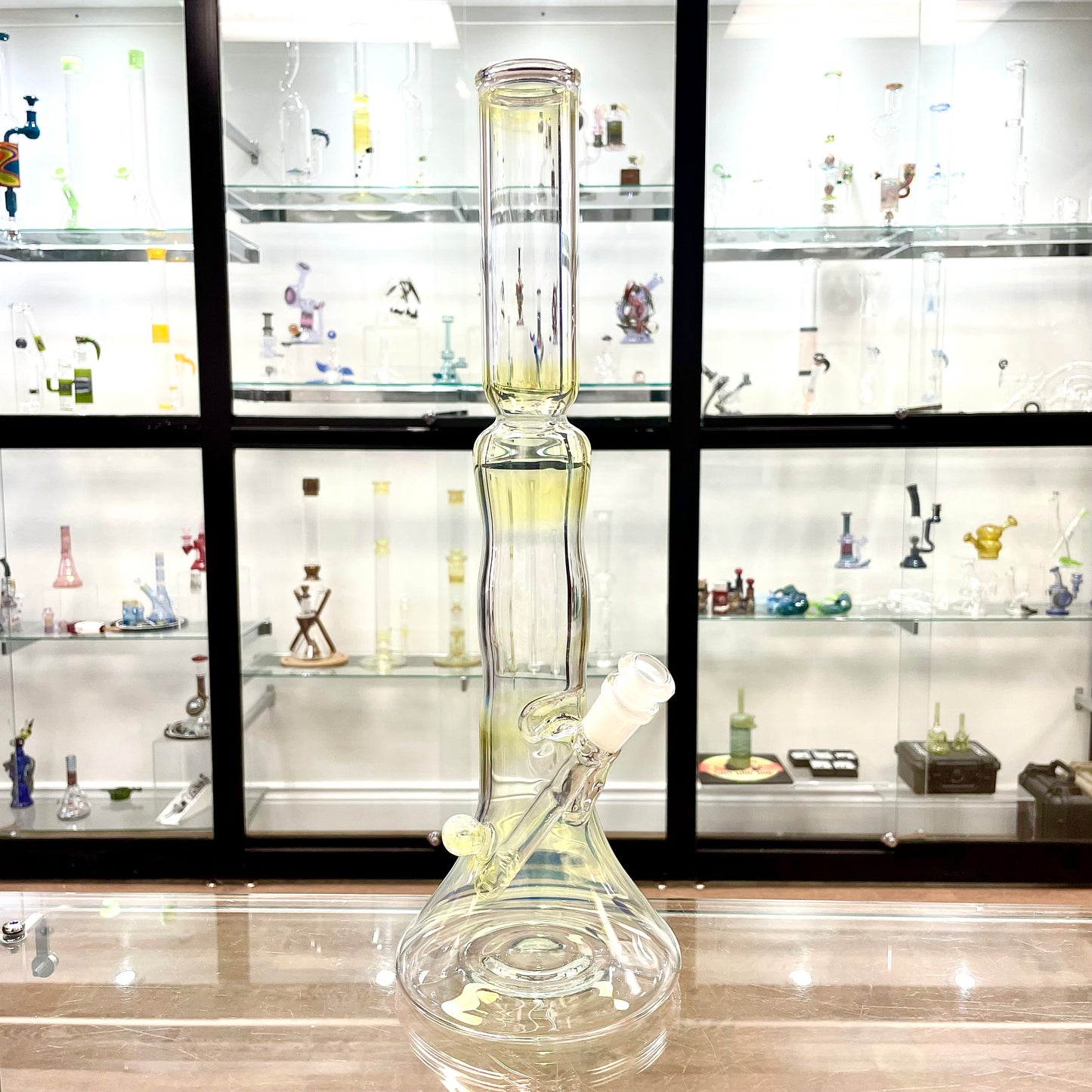 Mastah Glass Fumed 15" Hollow Foot Straight Tube w/ 18mm-14mm Stem