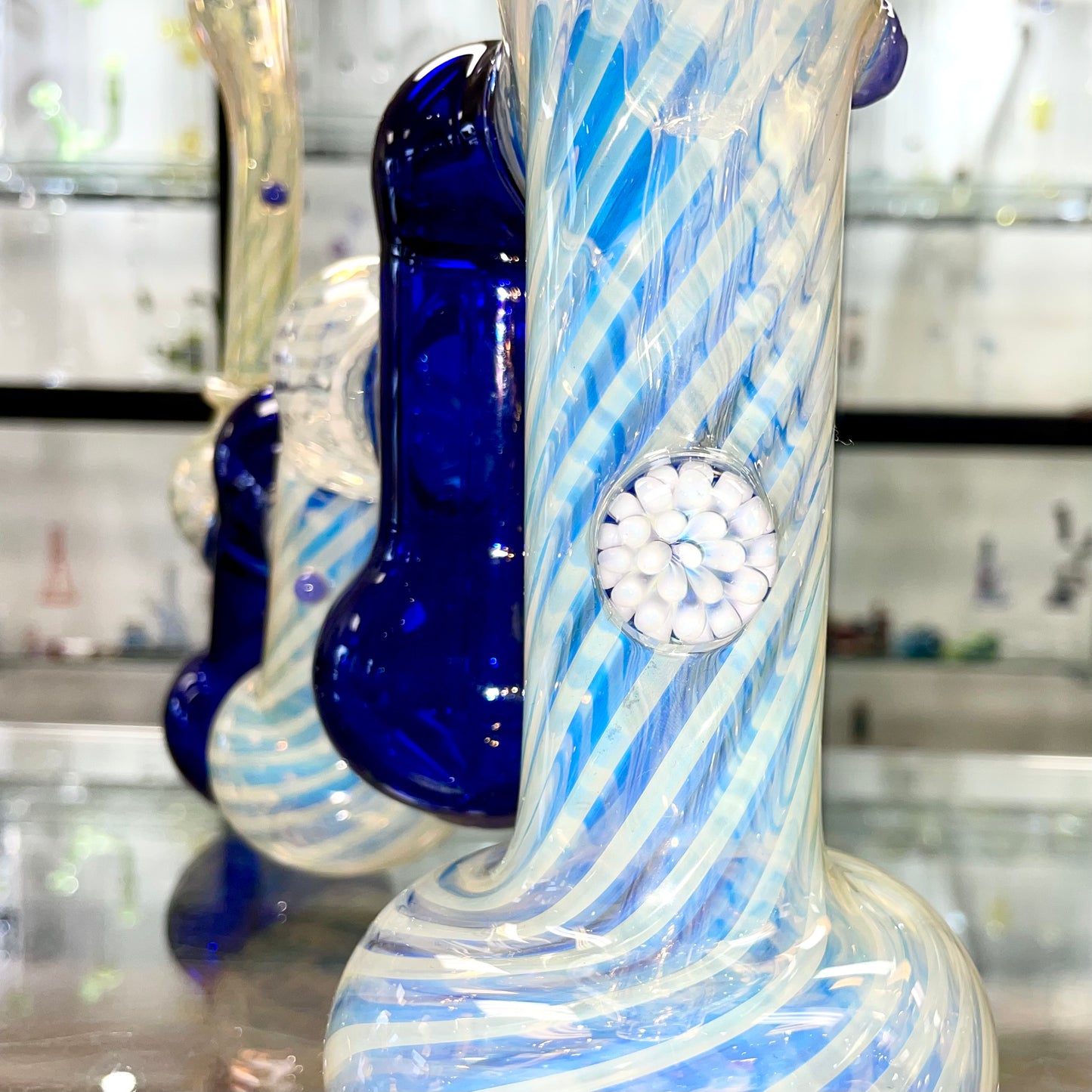 Red Eye Glass Fumed Quad Water Bubbler - (On sale due to small Imperfection)
