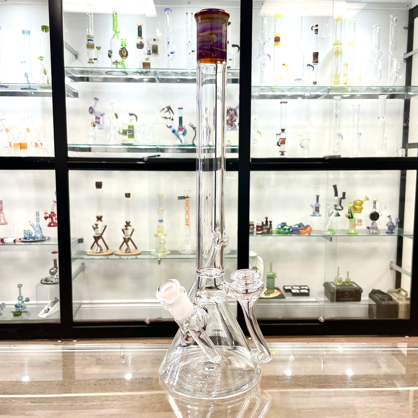 Discobox Colour Accented Removable Double Recycler Beaker - Double Amber Purple