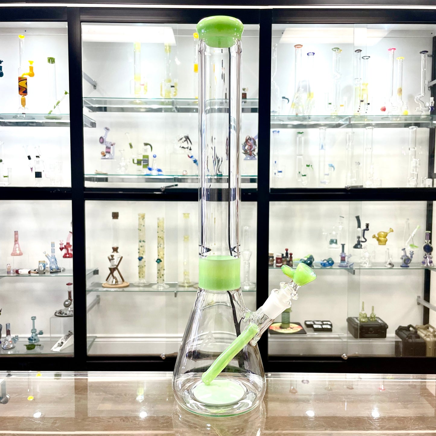 Gore Glass 50mm Fully Accented Beaker - Milky Green