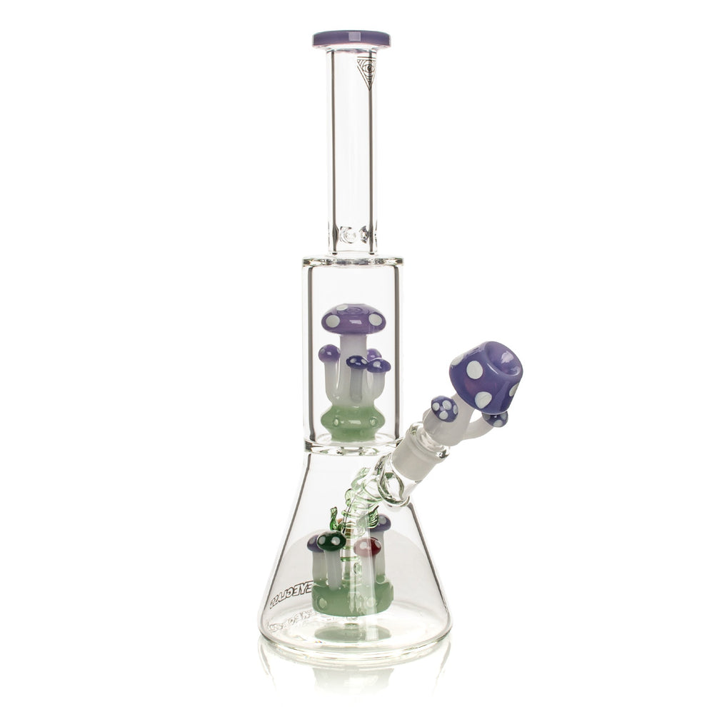 Red Eye Glass 12" Amanita Dual Chamber Beaker w/Mushroom Perc