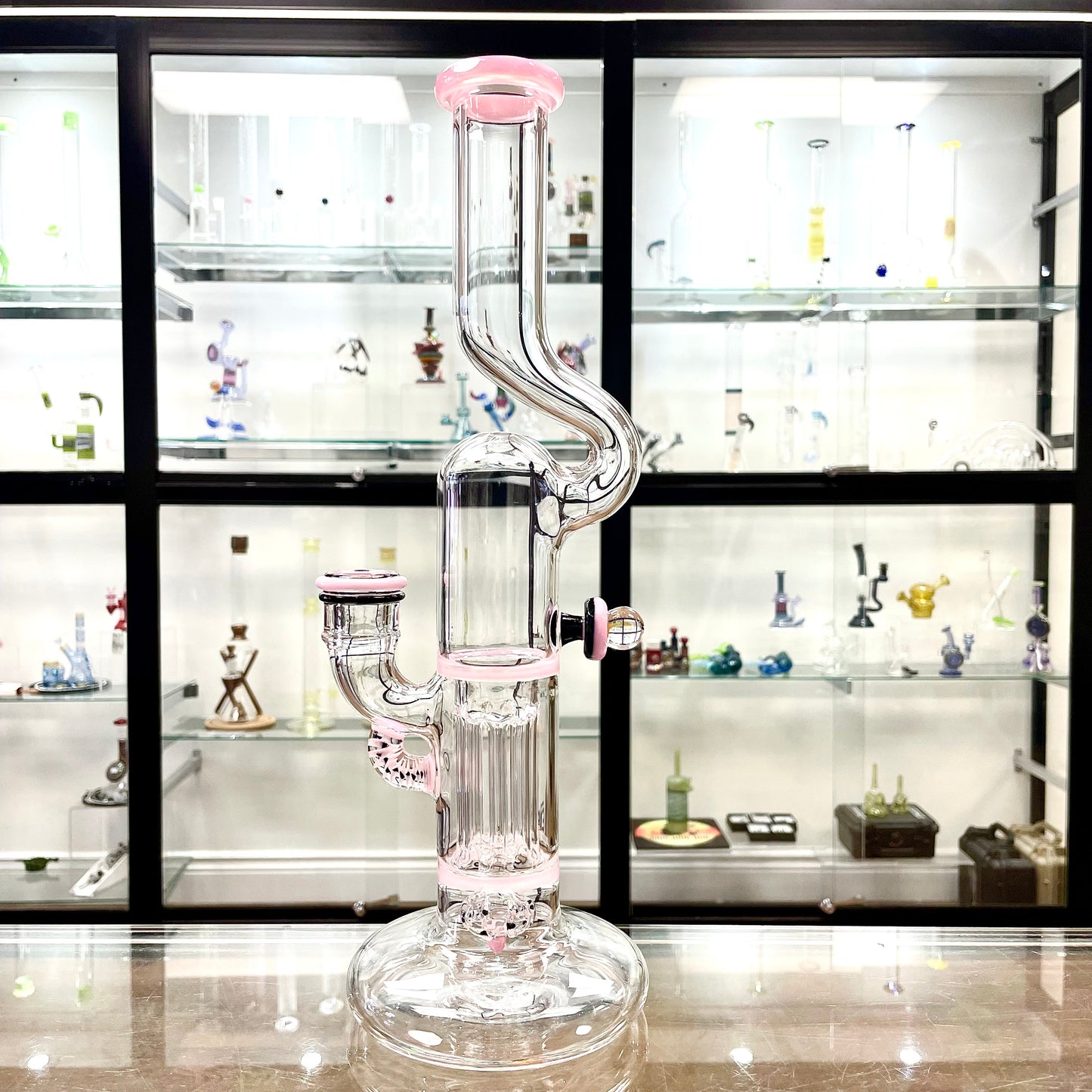 Blazed Mini Pillar w/ Bent Neck & Hollow Foot - Partial Accent - Pink Cadillac