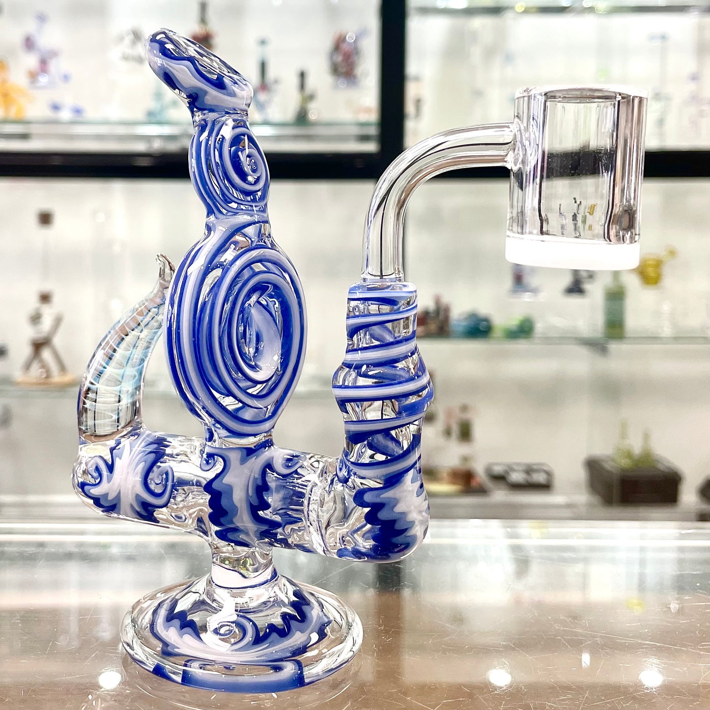 Red Beard Glass Worked 10mm Mini Donut Inline w/ Quartz Banger