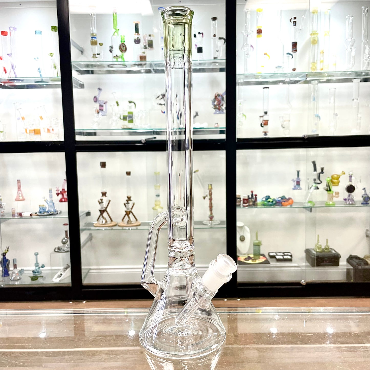 Discobox Colour Accented Single Recycler Beaker w/ Removable Stem - Absinthe