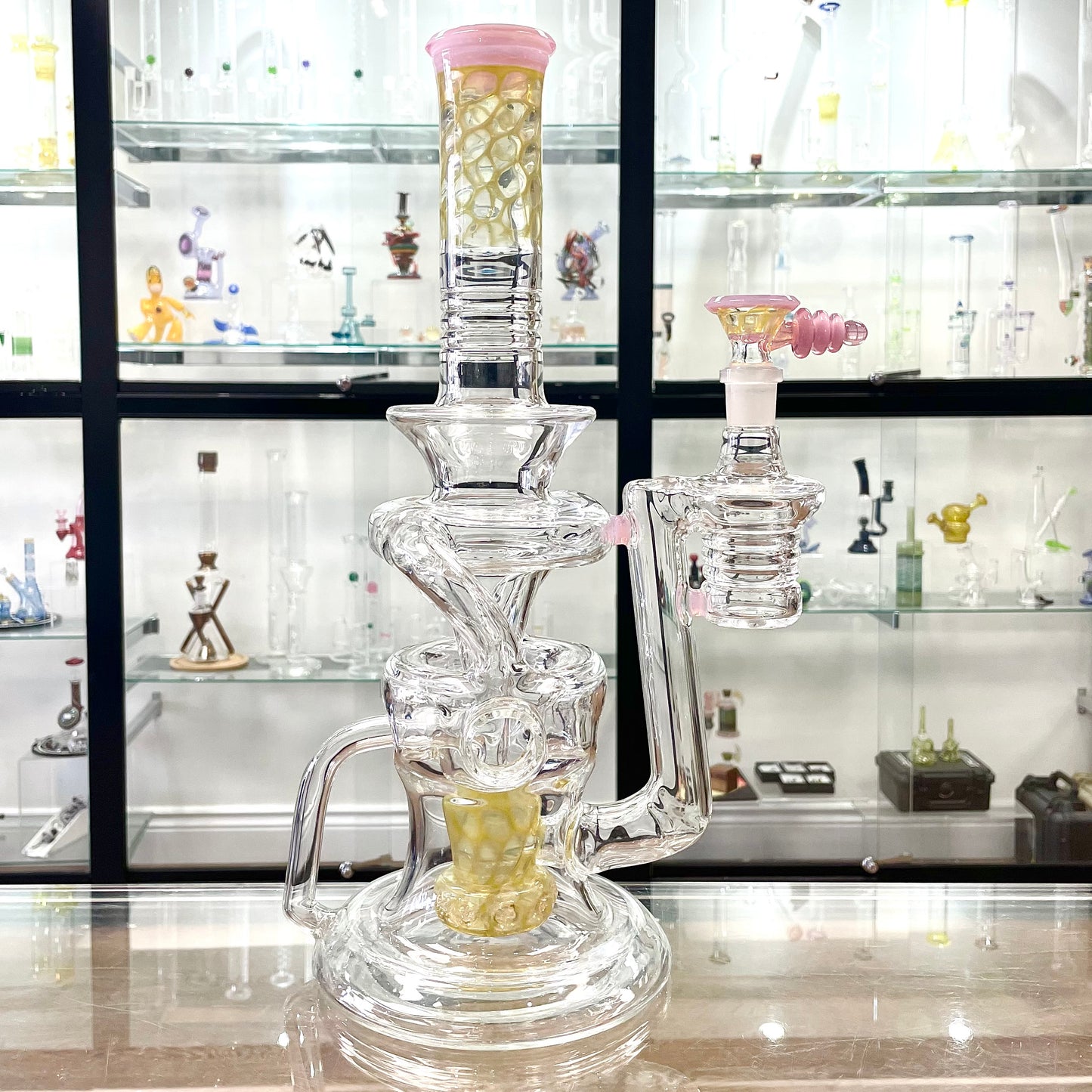 Red Heady Dual Uptake Honeycomb Fab Recycler Tube