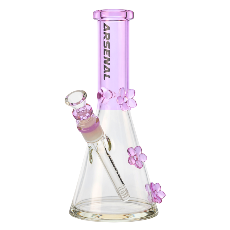 Arsenal 10" Spring Bloom Glass Beaker w/ Flowers - Various Colours