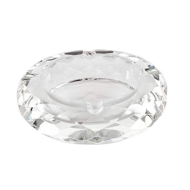 Glass Crystal Ashtray - Round Multi Faceted
