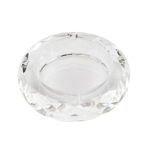 Glass Crystal Ashtray - Round Multi Faceted