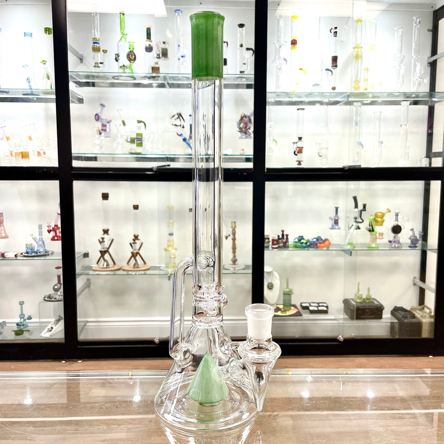 Discobox Colour Accented Fixed Double Recycler Beaker - Green Stardust / Mint