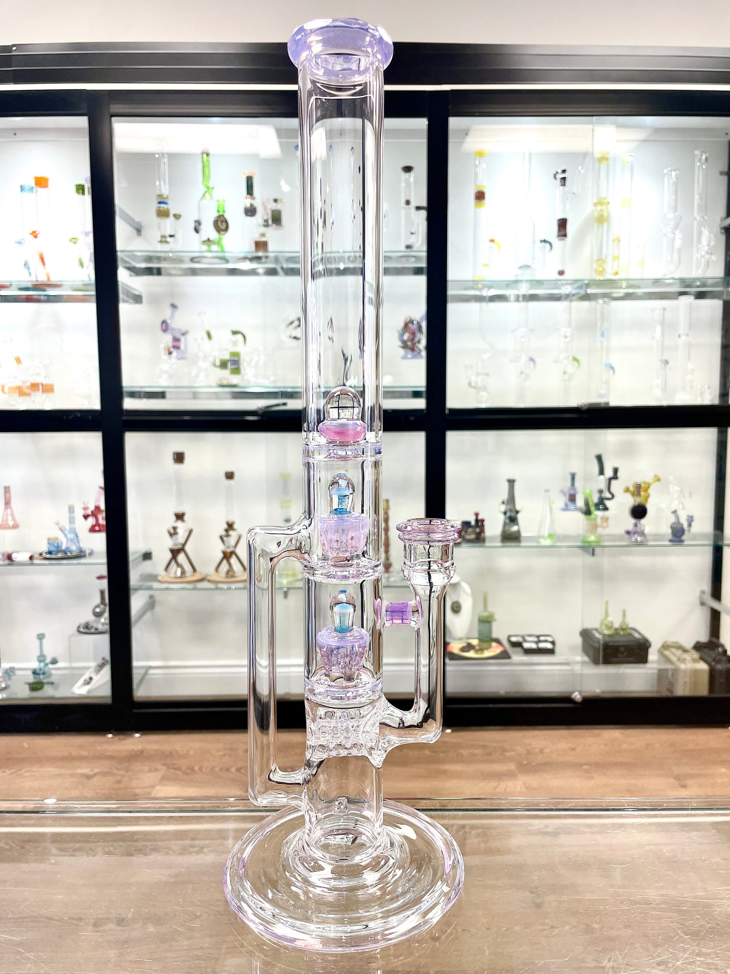 Blazed 44mm 3 Line Tree Tube - Rose Quartz & Transparent Marina w/ Opal