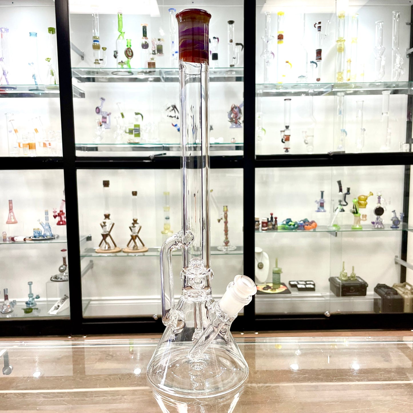 Discobox Colour Accented Removable Double Recycler Beaker - Double Amber Purple