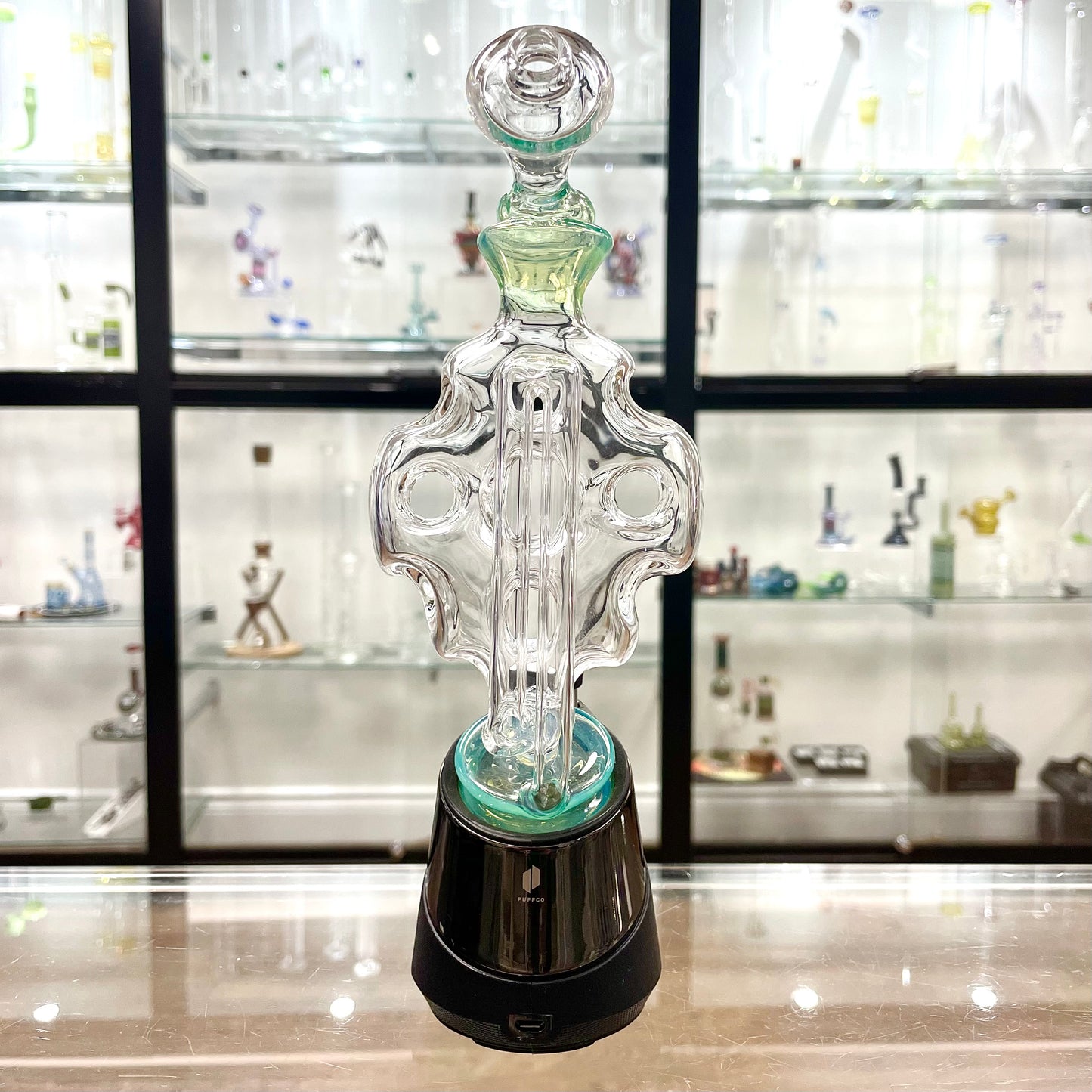 Eka Glass Colour Accented Swiffco Puffco Peak Glass Top - Sea Slyme