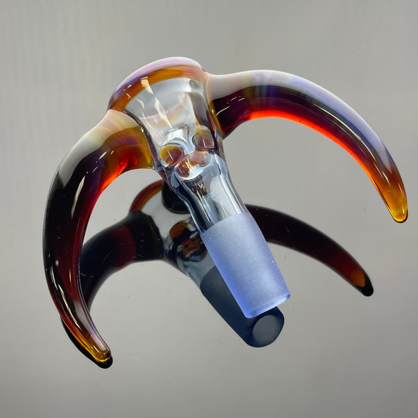 T-Rex 14mm 4 Hole Double Horn in Amber Purple w/ Handmade Raindrop Joint