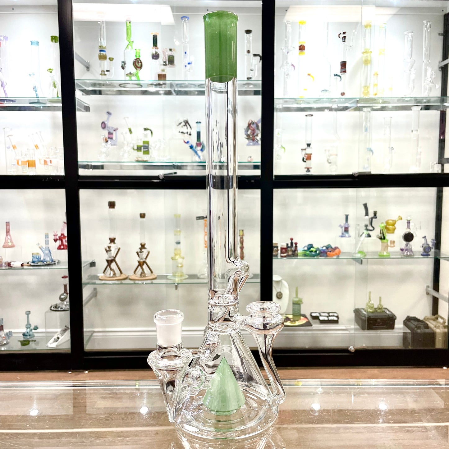 Discobox Colour Accented Fixed Double Recycler Beaker - Green Stardust / Mint