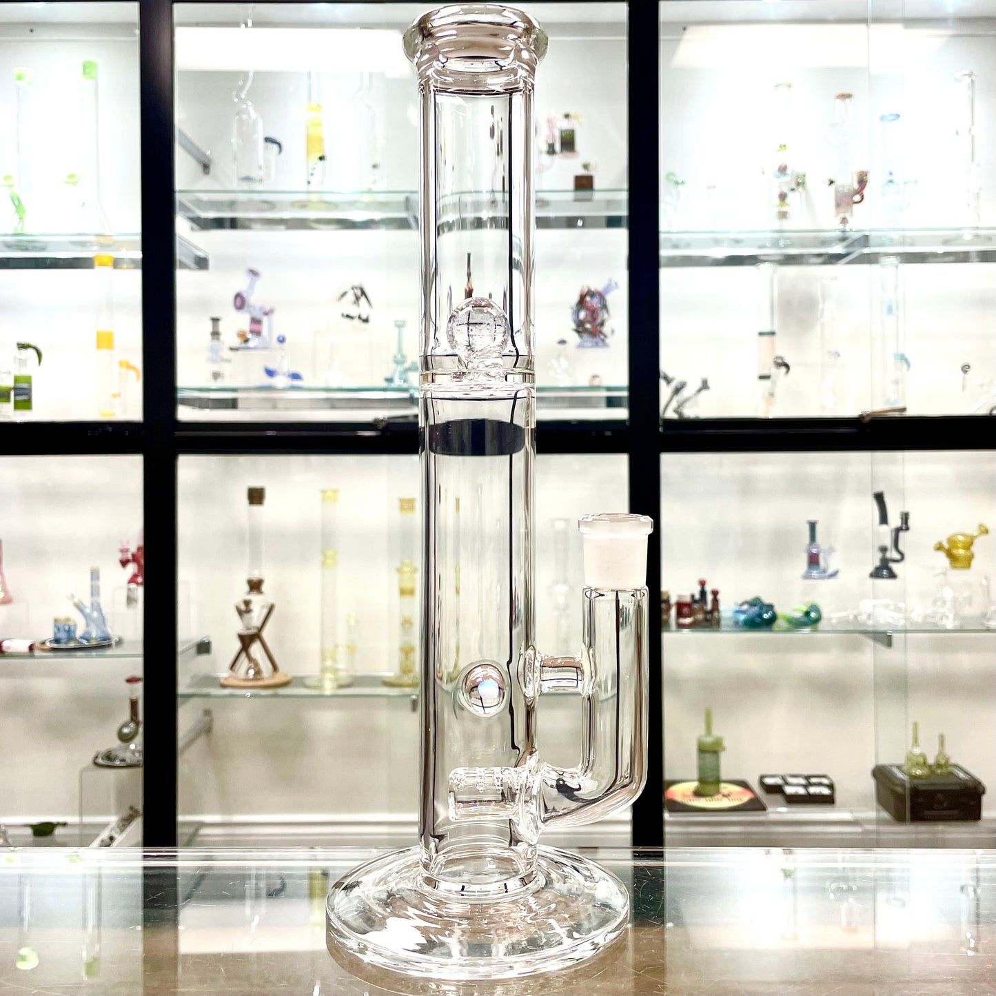 Green Belt 13” Stemline w/ Crushed Opal Marble Splash Guard Straight Tube