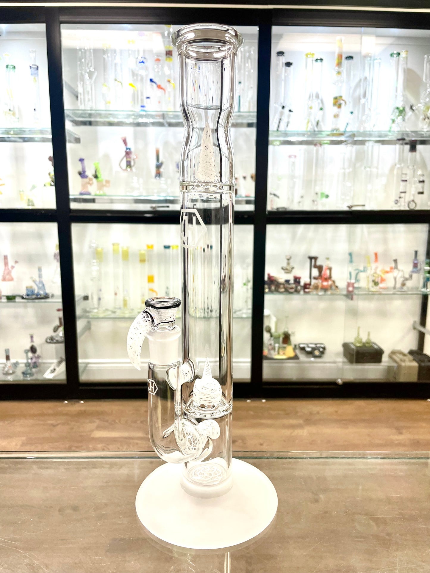 Jhoney 15.5" Dual Retti Perc Tube w/ Retti Splash Guard - Star White