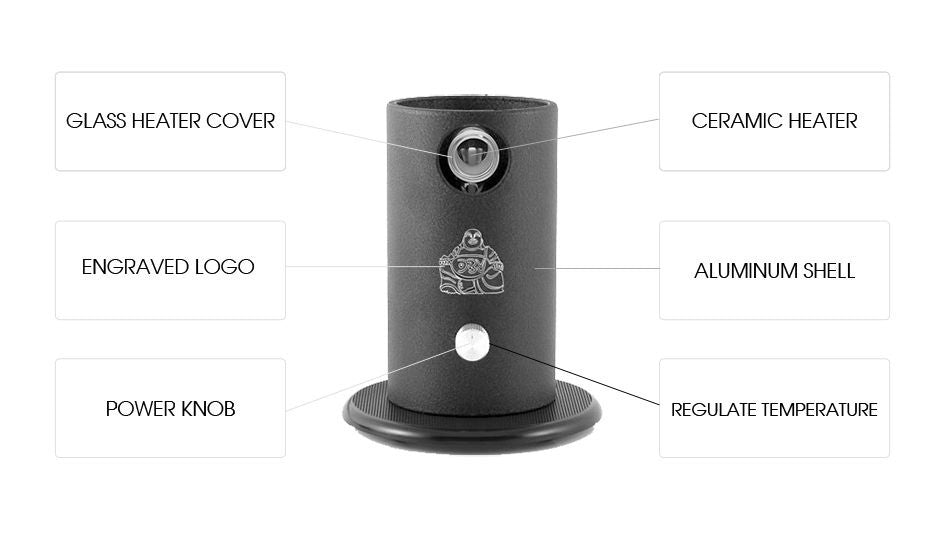 Da Buddha Vaporizer with Red Carrying Bag - Black Unit