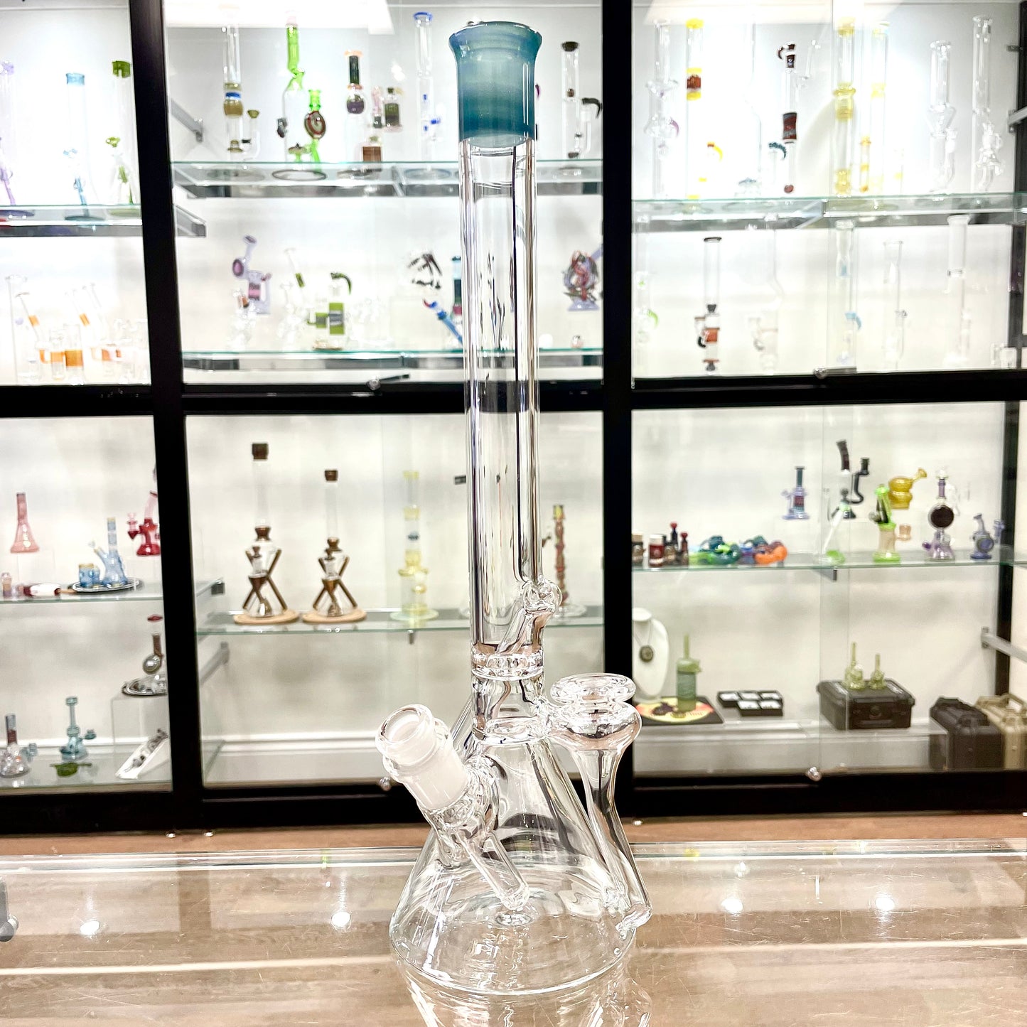 Discobox Colour Accented Removable Double Recycler Beaker - Green Stardust & Blue Cheese