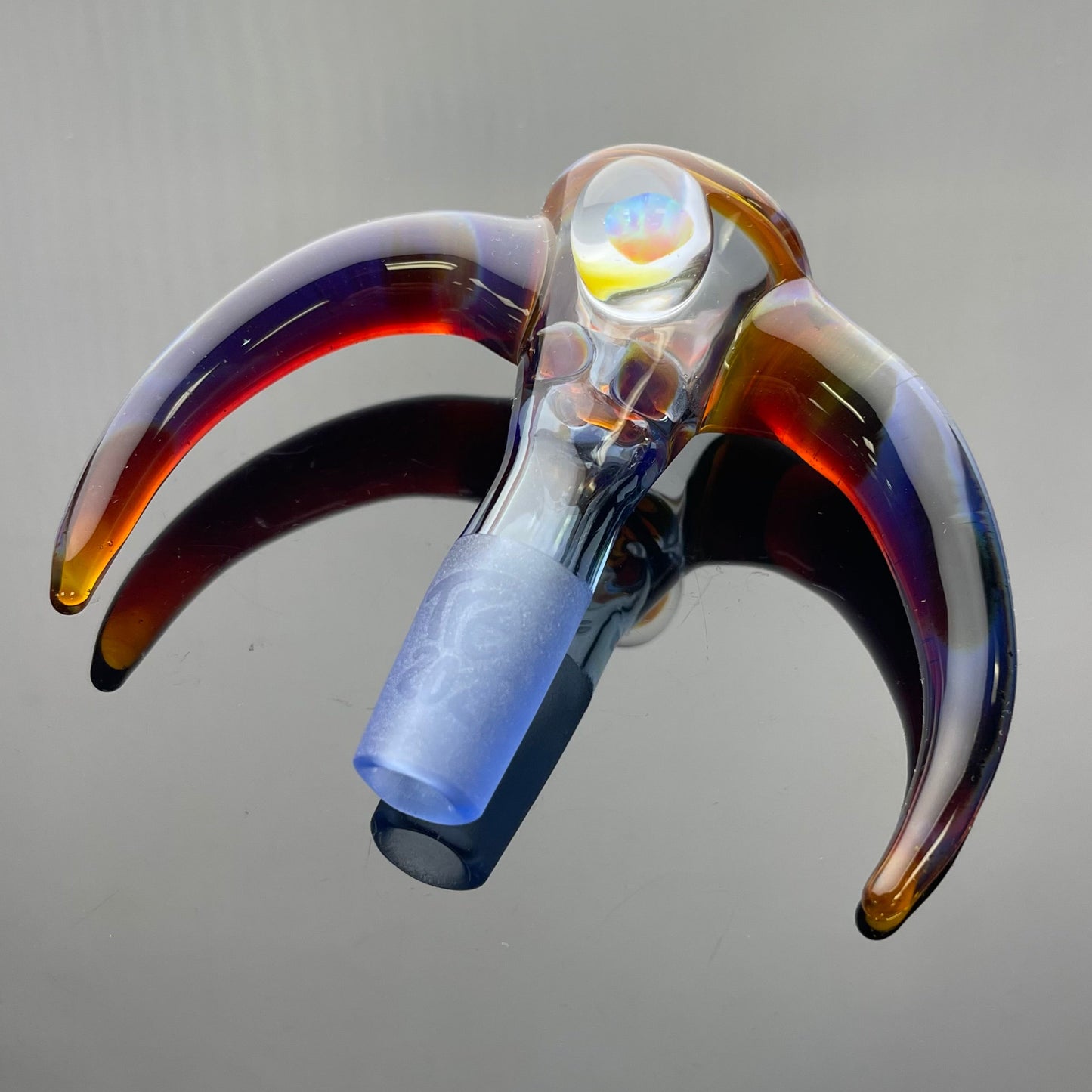 T-Rex 14mm 4 Hole Double Horn in Amber Purple w/ Handmade Raindrop Joint