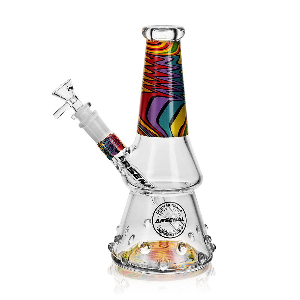 Arsenal 8" Iridescent Drop Glass Bong w/ 10mm Bowl