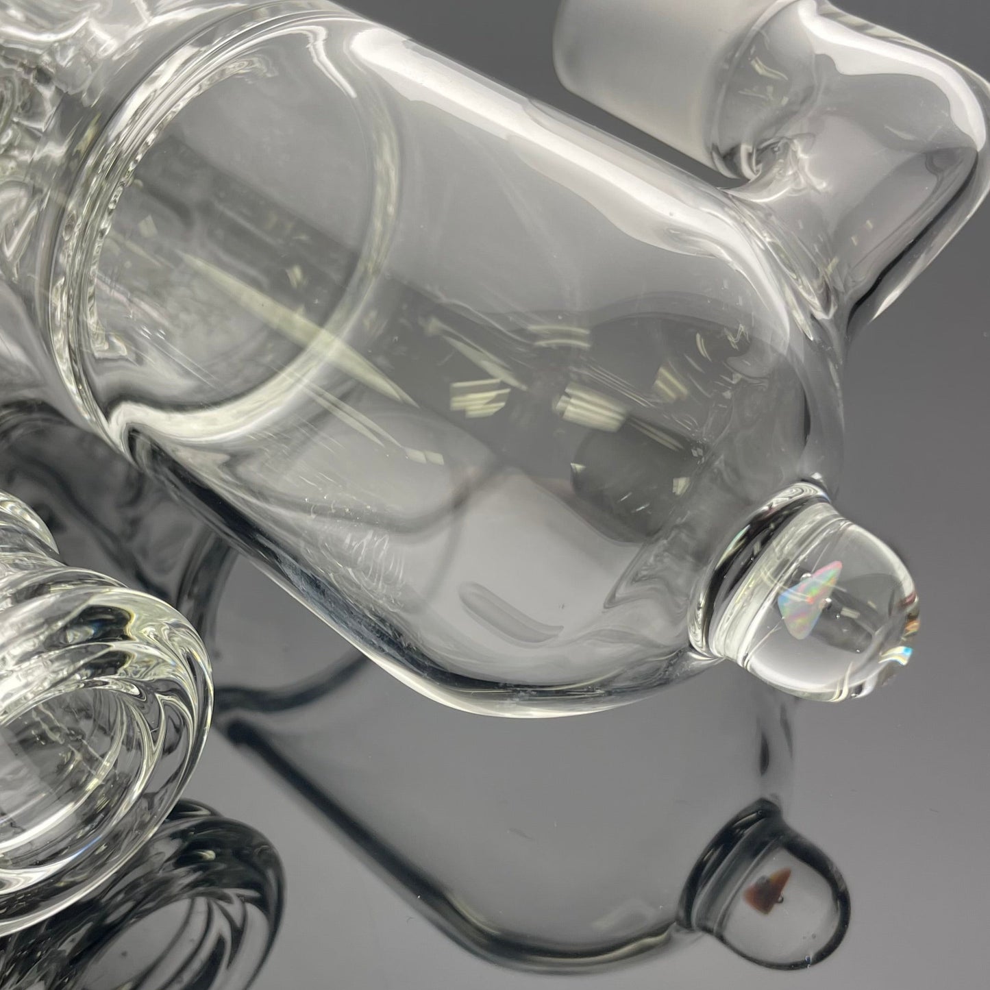 Blazed Pillar Ash Catcher 18mm 90 - Clear w/ Opal