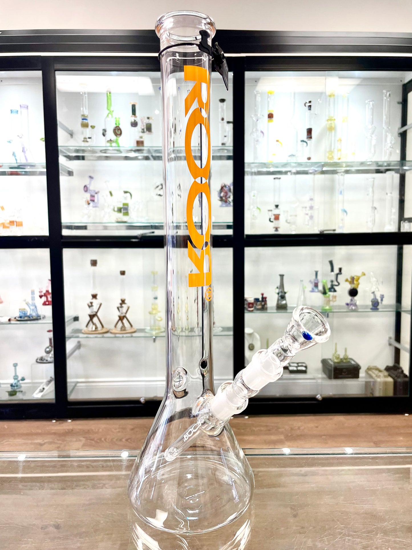 ROOR x Green Belt Glass 5mm 45cm Little Sista Beaker 18mm Diffuser w/ Encased Opal & Ice Pinch - Orange