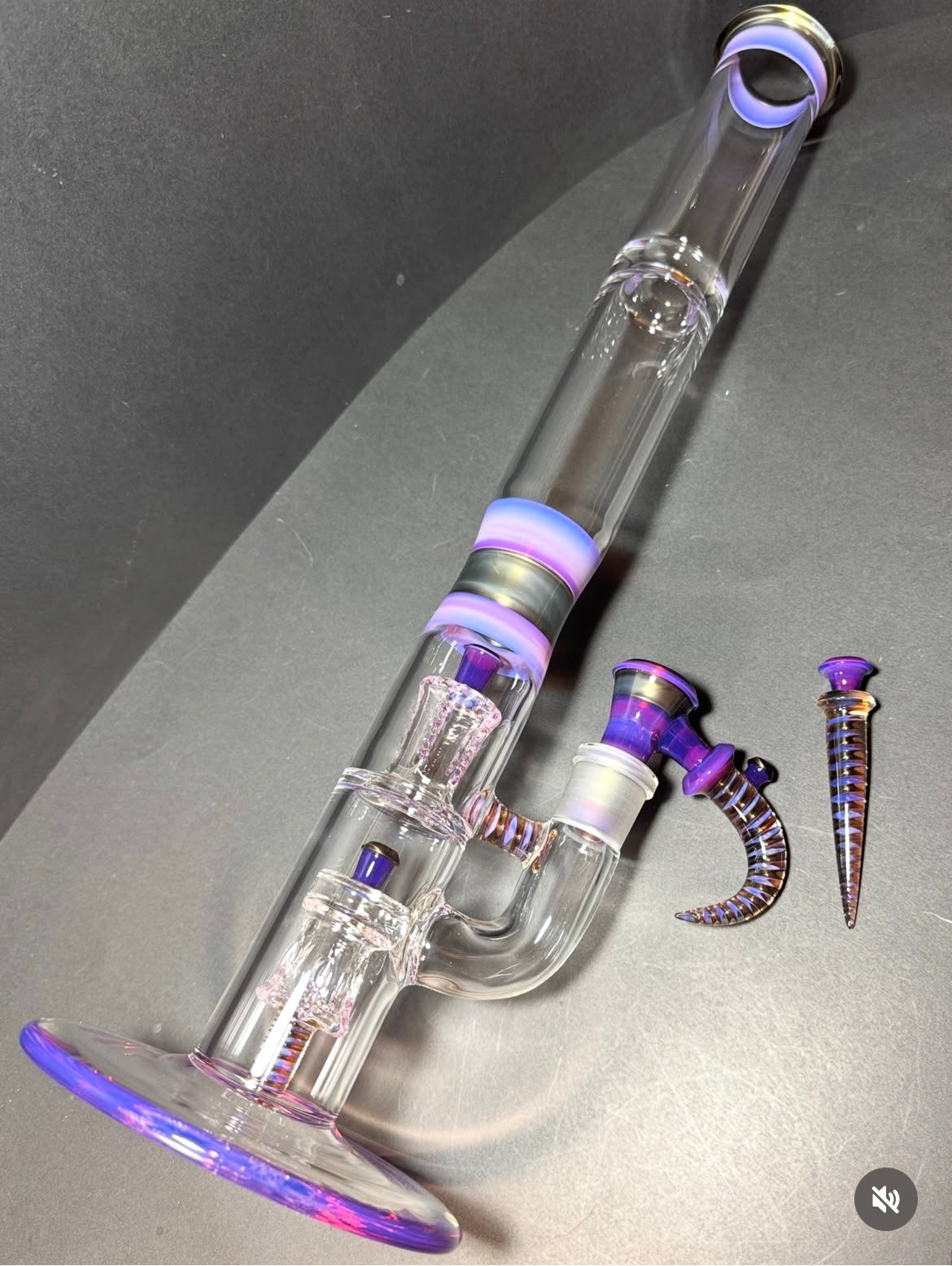 Jamms Full Accent Double Diamond Tube Set w/ Encalmo Midsection & Restriction, Matching Bowl & Poker - Electrum & Royal Jelly (pre-order)