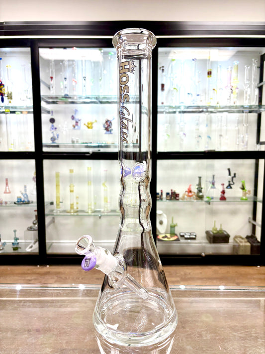 Hoss Glass 18" 5mm Beaker w/ Ice Pinches - Milk Purple