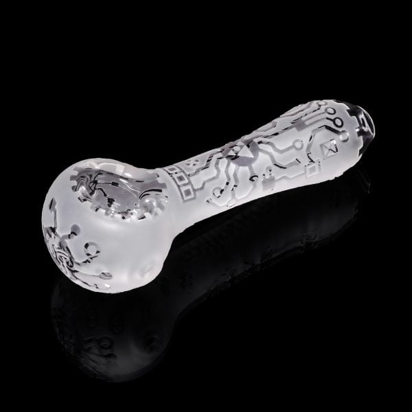 Milkyway 4.5" Circuit board Hand Pipe - Clear w/ Sandblasting