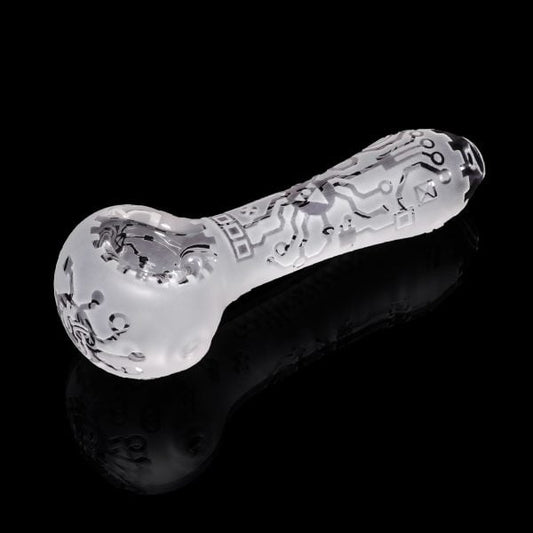 Milkyway 4.5" Circuit board Hand Pipe - Clear w/ Sandblasting
