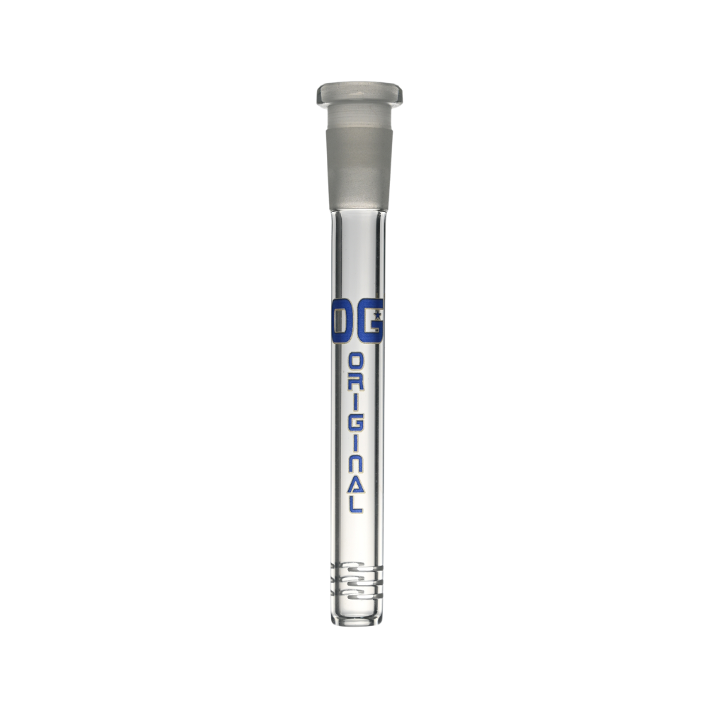 OG Original Clear 18mm-14mm 4" Downstem w/ Slits - Various Logo Colours