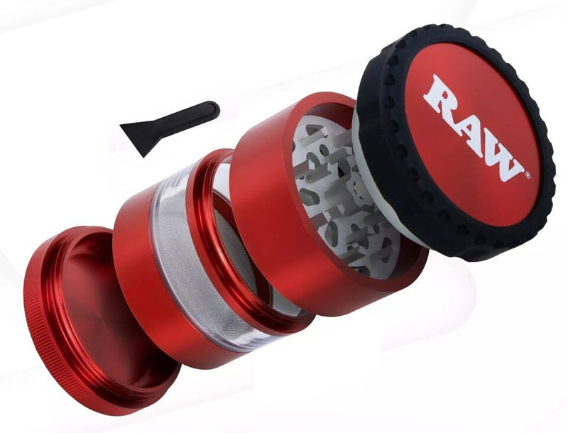 RAW Life 4PC Grinder Red w/ Clear Body