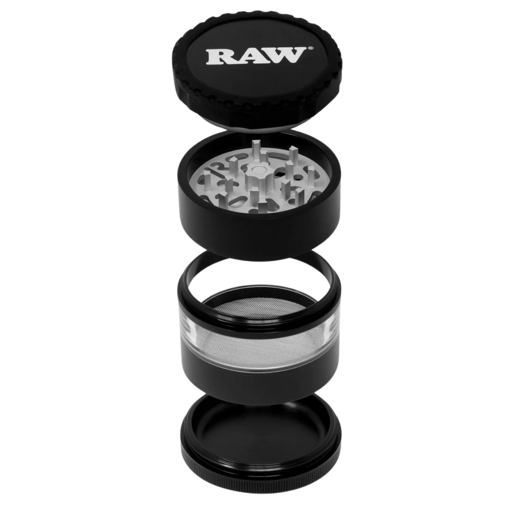 RAW Life 4PC Grinder Black w/ Clear Body